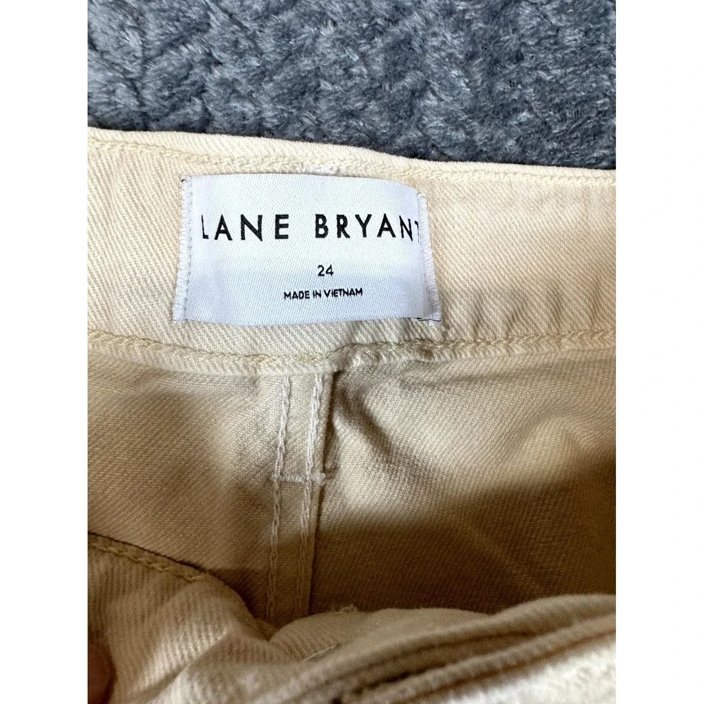 Lane Bryant Jeans Womens 24 Beige Stretch All Day Comfort Signature Fit Wide Leg